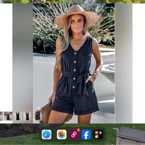 NWT Navy Button-Up Romper